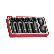 Teng Tools 12 Piece 1/2 Inch Drive Shallow/Regular and Deep Impact Socket Set (19MM to 32MM) - TT9212