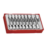 Teng Tools 18 Piece 1/2 Inch Drive TX Bit Socket Set Tool Tray - TTTX18