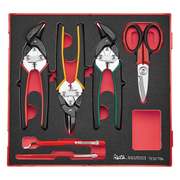 Teng Tools 6 Piece High Leverage Mini Tin Snip, Scissor, Scriber & Deburring EVA Foam Tool Tray - TEDCT06