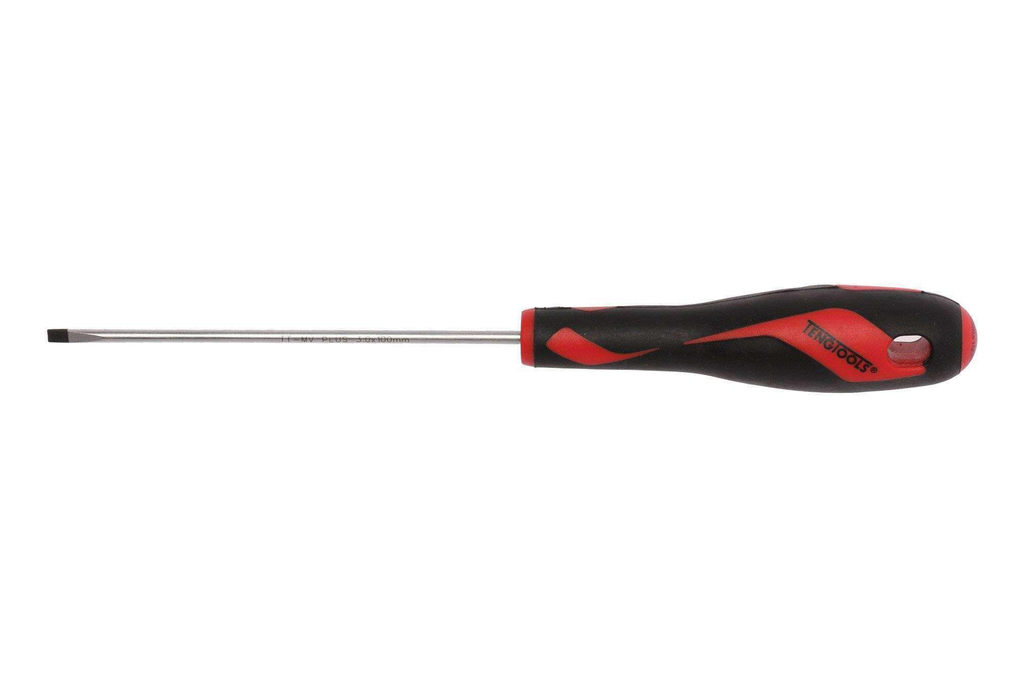 Teng Tools 3mm / 1/8 Inch X 100mm / 3.9 Inch Long Flat Type Slotted Head Screwdriver - MD920N1