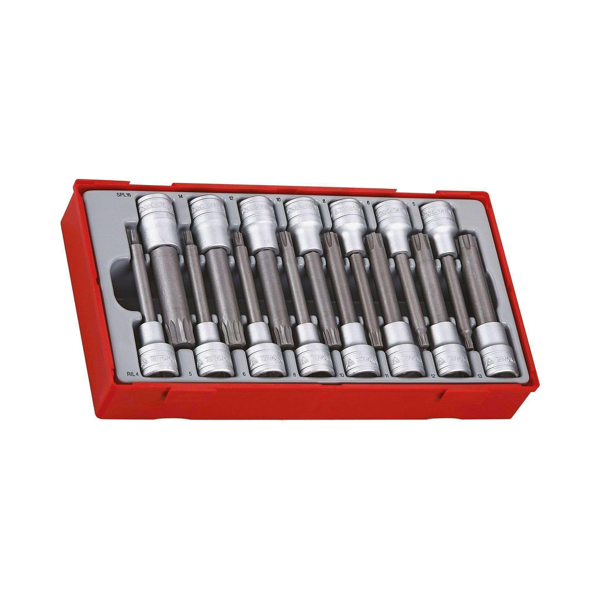 Teng Tools 15 Piece 1/2 Inch Drive Ribe & Spline Socket Set Tool Tray - TTRS15