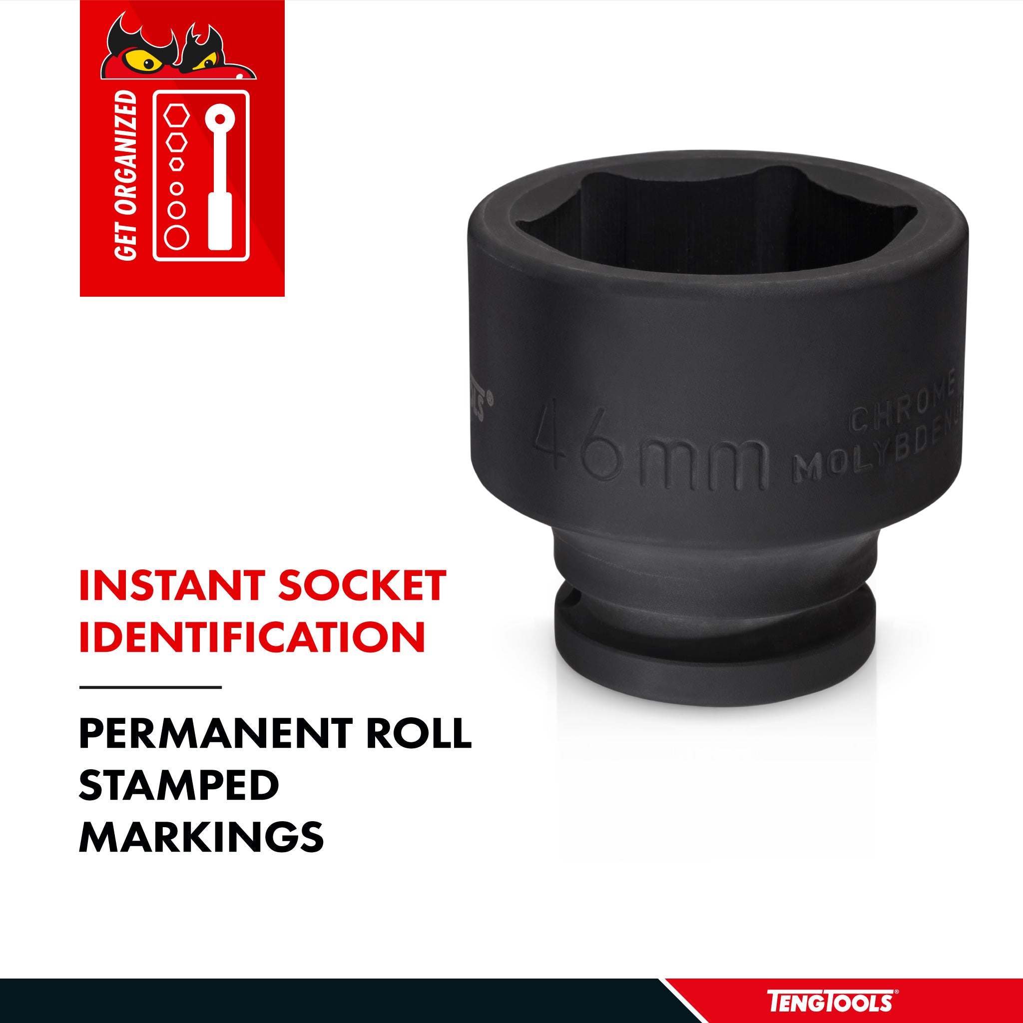 Teng Tools 3/4 Inch Drive 6 Point Metric Shallow Chrome Molybdenum Impact Sockets - 32mm