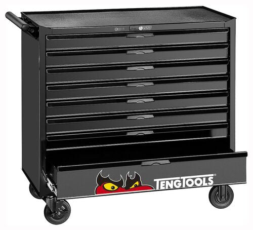 Teng Tools 37 Inch Wide 8 Drawer Black Roller Cabinet Tool Box Workstation - TCW208NBK1