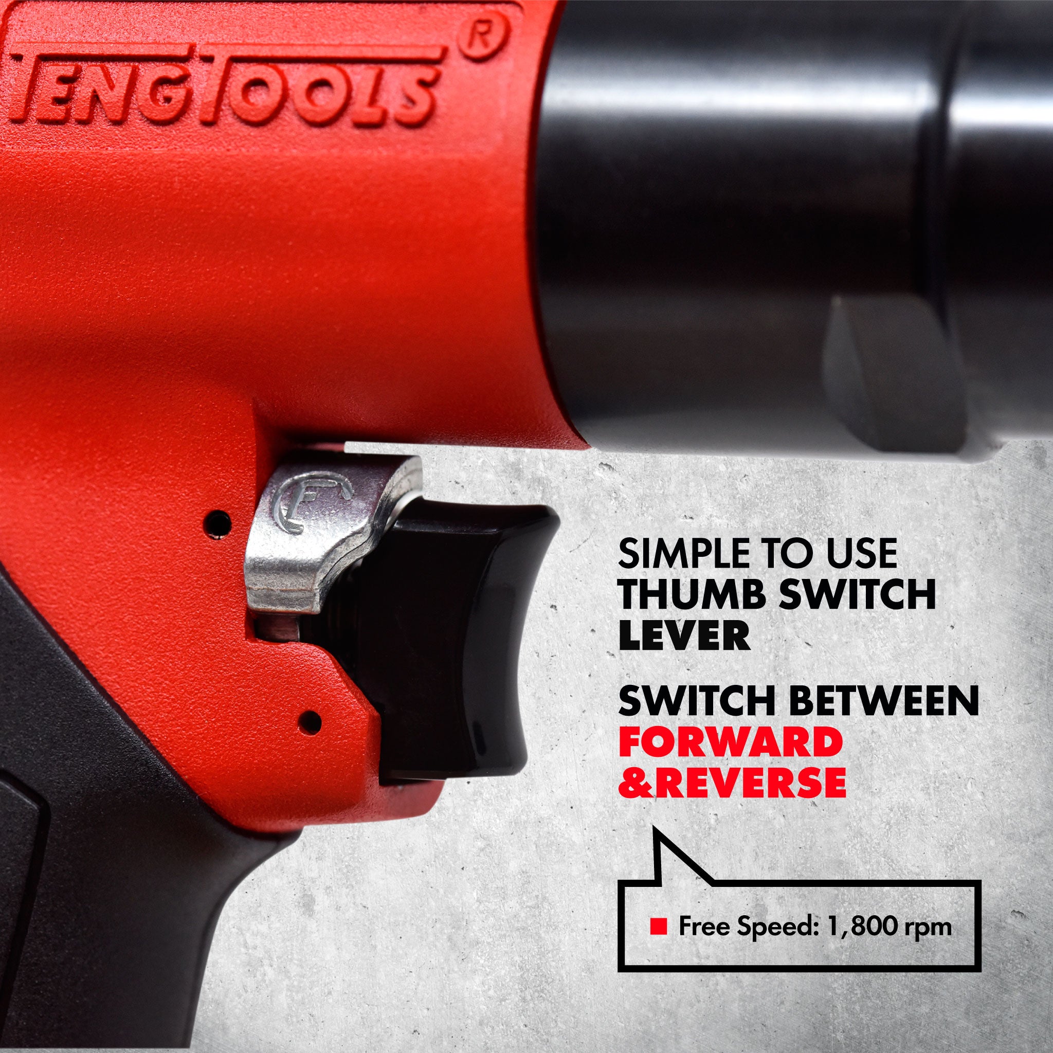 Teng Tools Pistol Style 10MM Chuck 1,800 RPM Left Right Hand Reversible Pneumatic Air Drill - ARD10