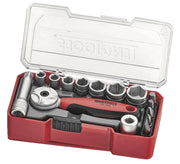 Teng Tools 15 Piece 1/4 Inch Drive Metric 6 Point Shallow Socket & Bit Set (5.5MM to 13MM) - TJ1415