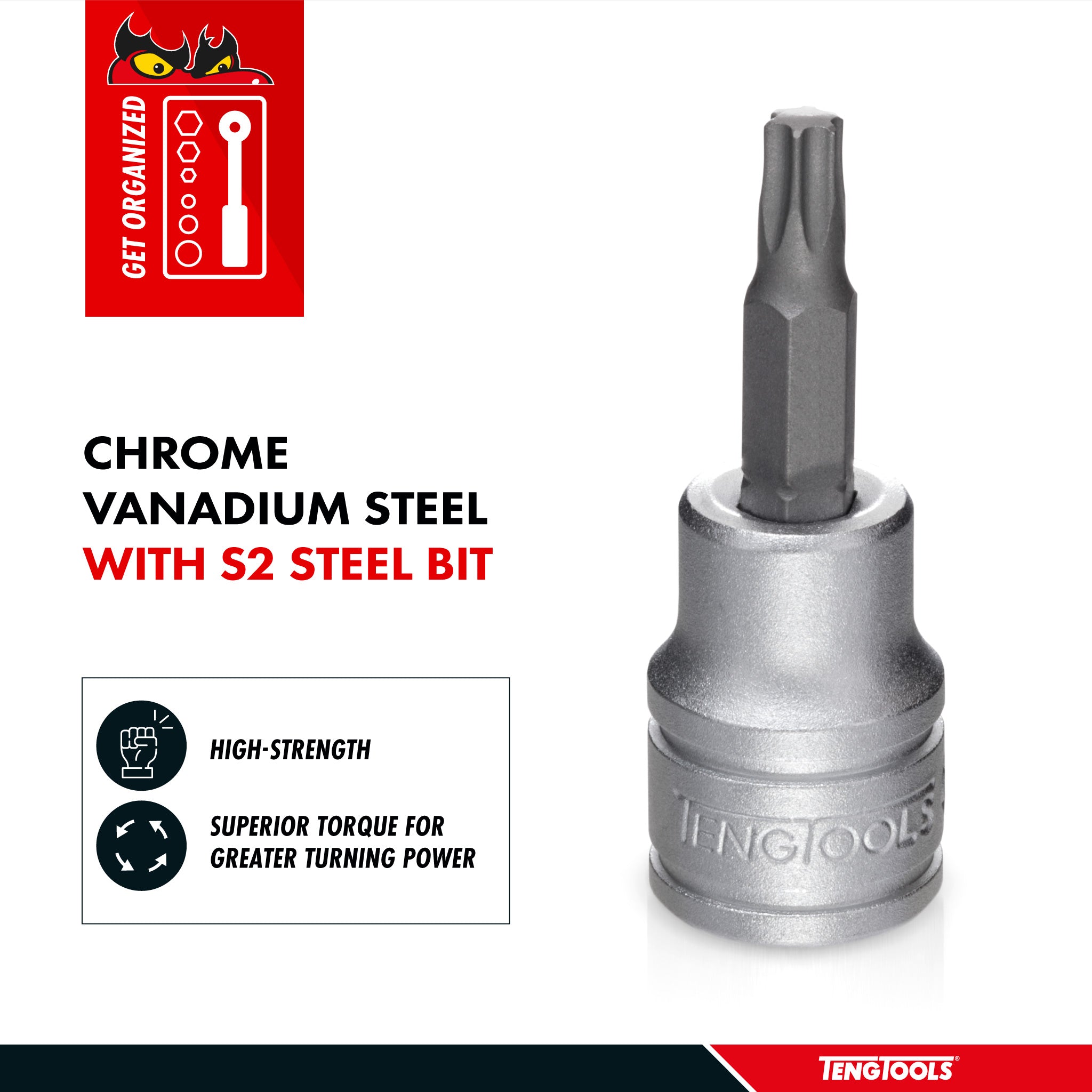Teng Tools 1/2 Inch Drive Metric Torx TX Chrome Vanadium Sockets - TX60