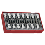 Teng Tools 15 Piece 1/2 Inch Drive 3.9 Inch Long Hex & TX Bit Socket Set Tool Tray - TTTXH15