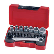 Teng Tools 20 Piece 1/4 Inch Drive 6 Point Metric Regular/Shallow Socket Set (5.5mm - 13mm) - T1420