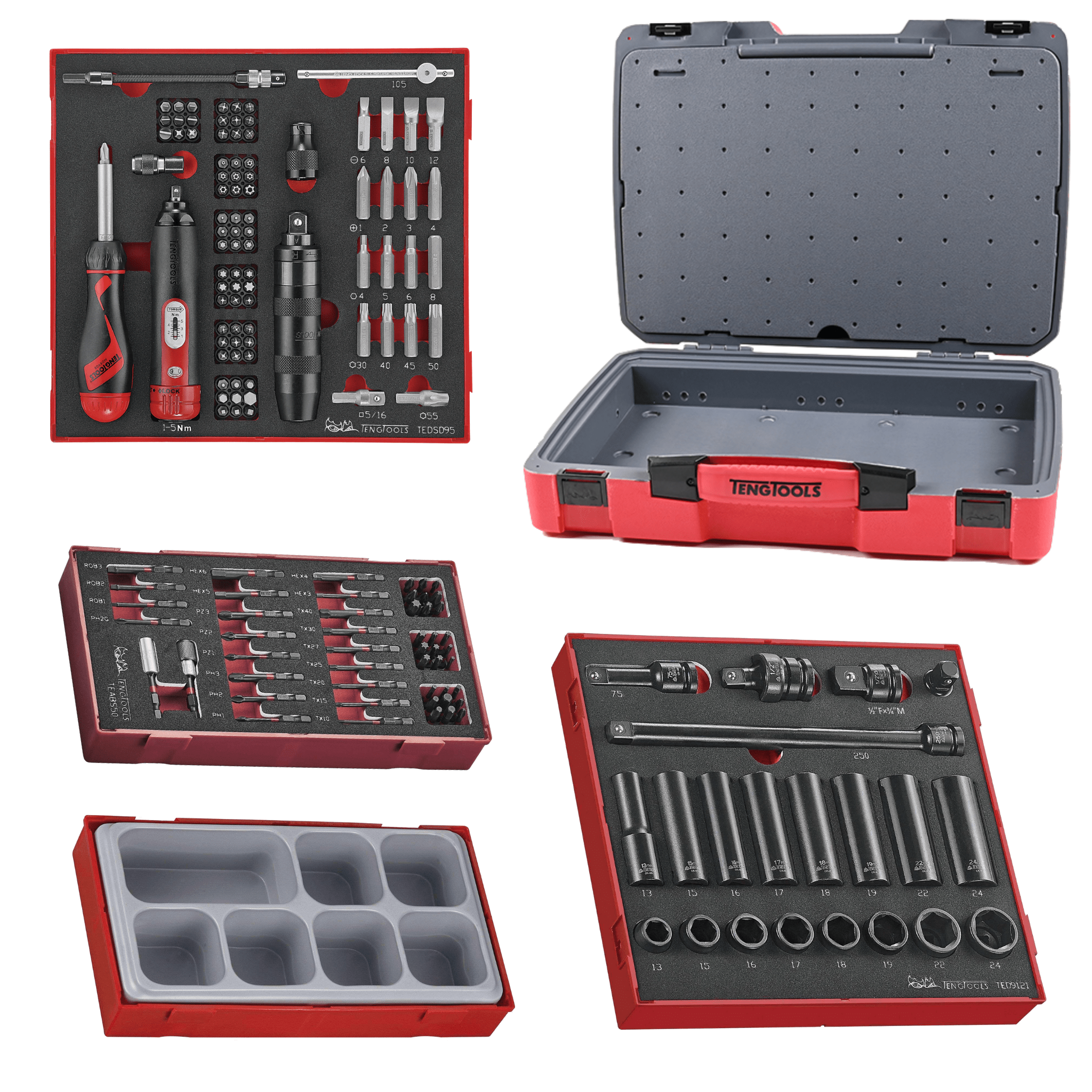 Teng Tools 166 Piece Impact Socket, Torque & Bit Foam Kit - TC-6T-19