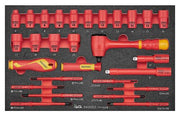 Teng Tools TEFXV28 - Juego de 28 piezas, 1000 voltios, aislado, 3/8 pulgadas, 6 puntos, barra de extensión, trinquete y destornillador, bandeja de espuma EVA