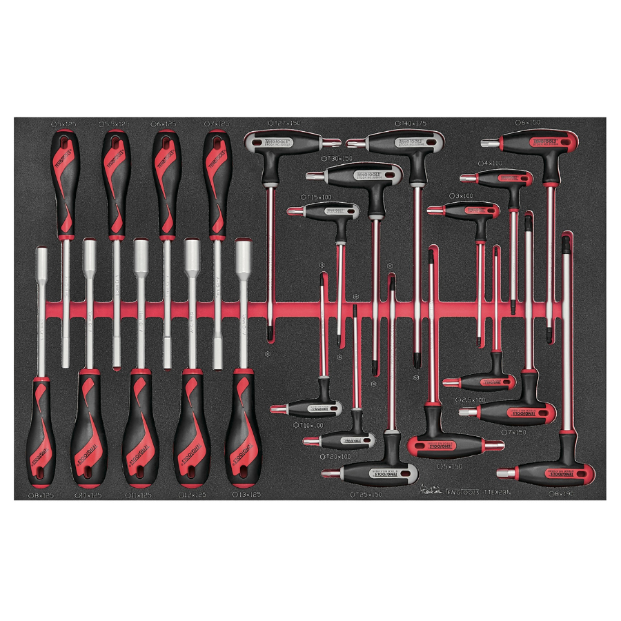 Teng Tools 23 Piece Metric Nut Driver And T Handle Hex And (TX/TPX) Wrench Key EVA Foam Set - TTEX23N