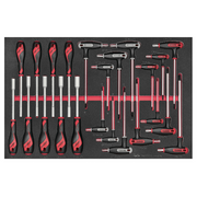 Teng Tools Tournevis à écrou métrique 23 pièces et poignée en T Clé hexagonale et clé (TX/TPX) Jeu de mousse EVA - TTEX23N