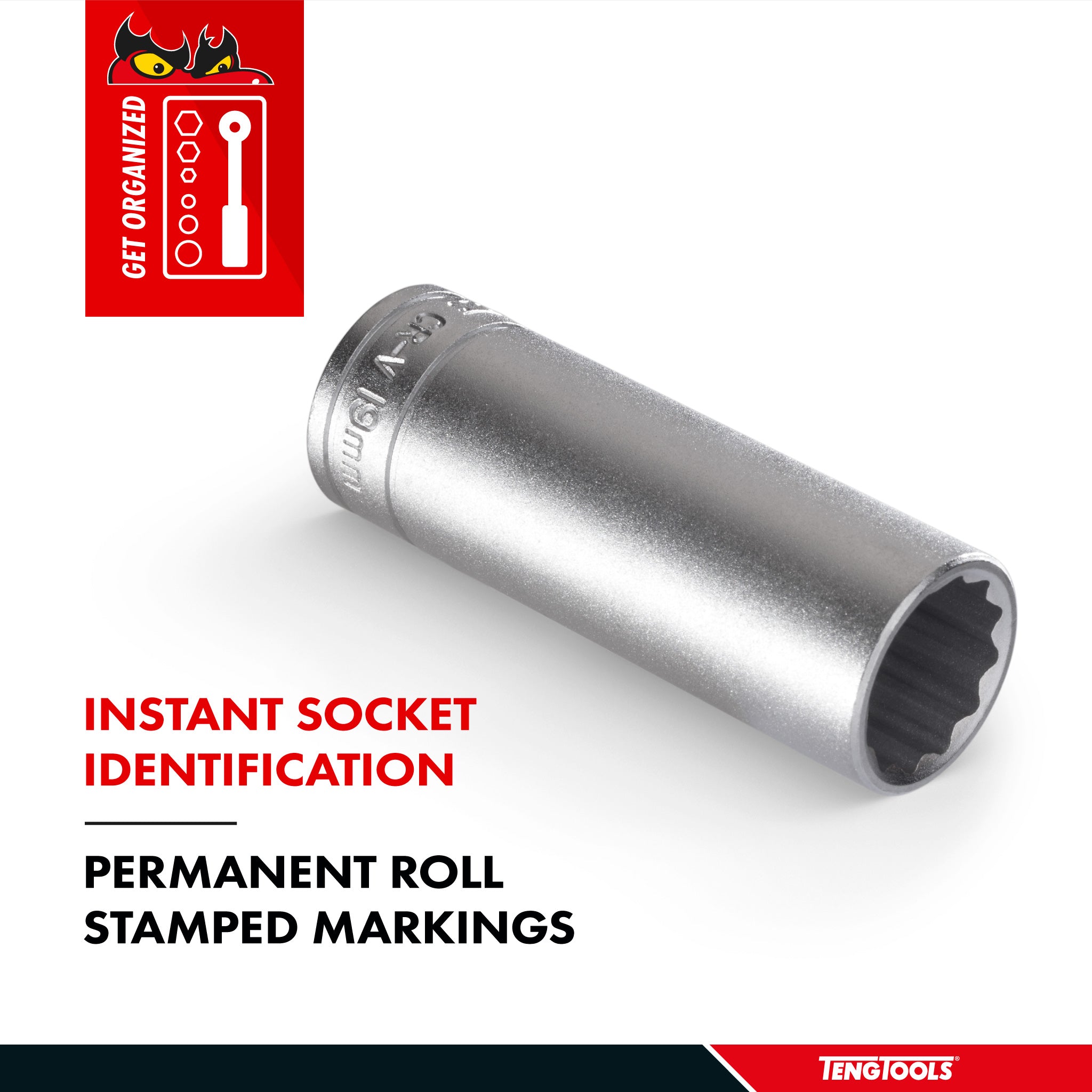 Teng Tools 1/2 Inch Drive 12 Point Metric Deep Chrome Vanadium Sockets - 11mm