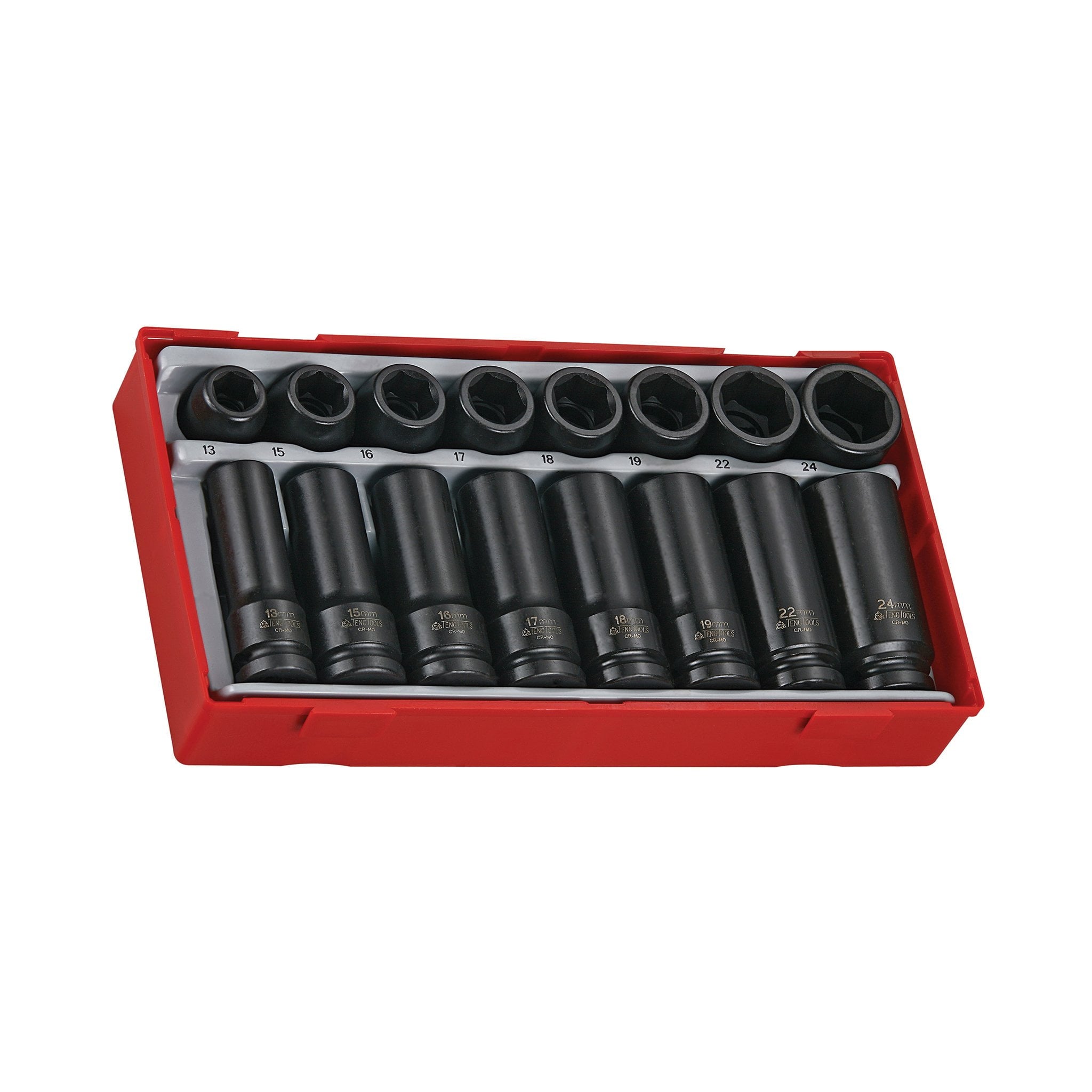 Teng Tools 20 Piece 1/2 Inch Drive 6 Point Shallow/Regular And Deep Impact Socket Set - TT9120DN