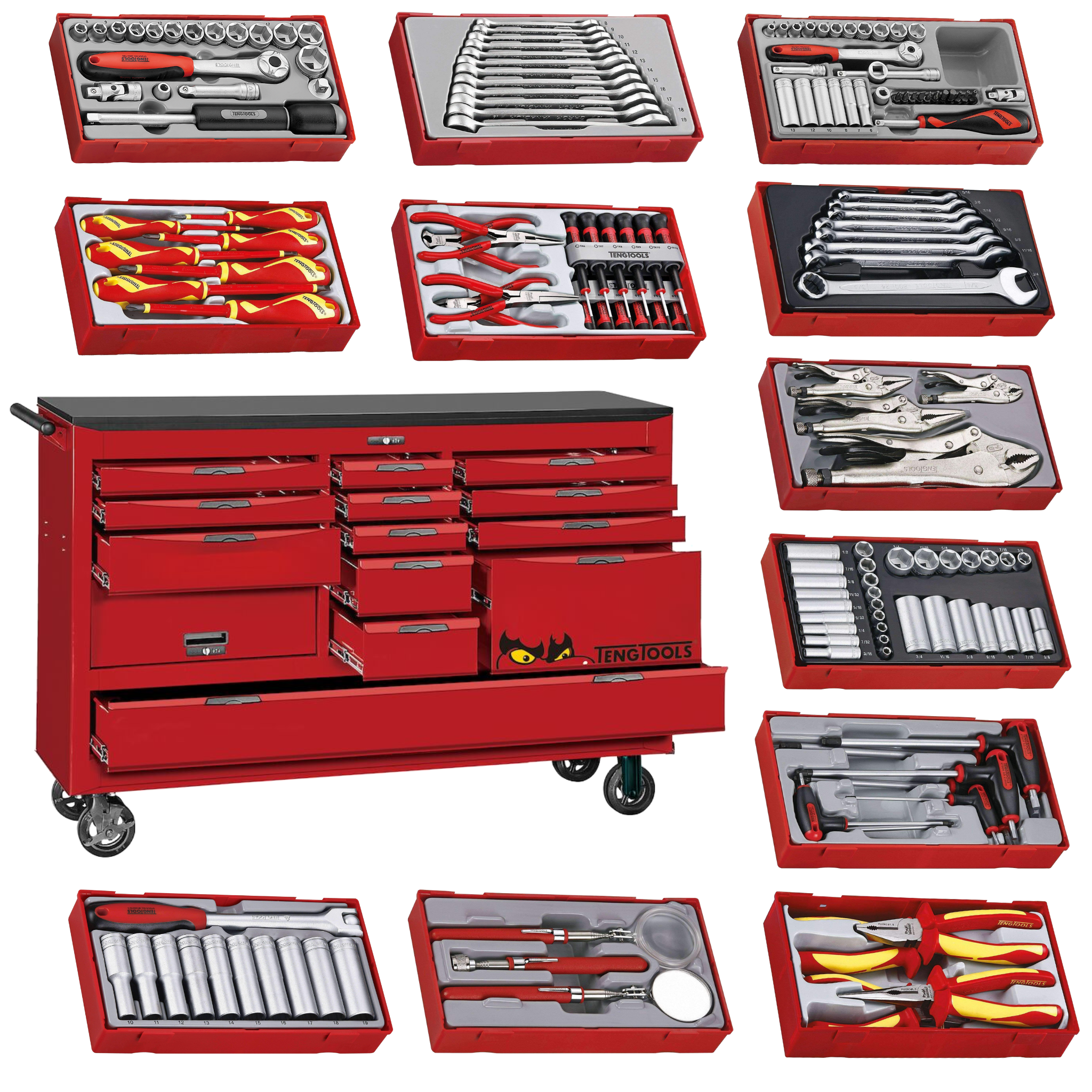 Teng Tools 1014 Piece 67 Inch Wide Roller Cabinet Tool Kit - TCMM1014MM
