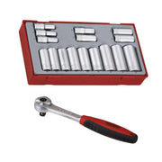 Teng Tools - Juego de llaves de vaso de 7 a 22 mm de profundidad y trinquete de 72 dientes, 3/8 pulgadas, 16 piezas, 6 puntos