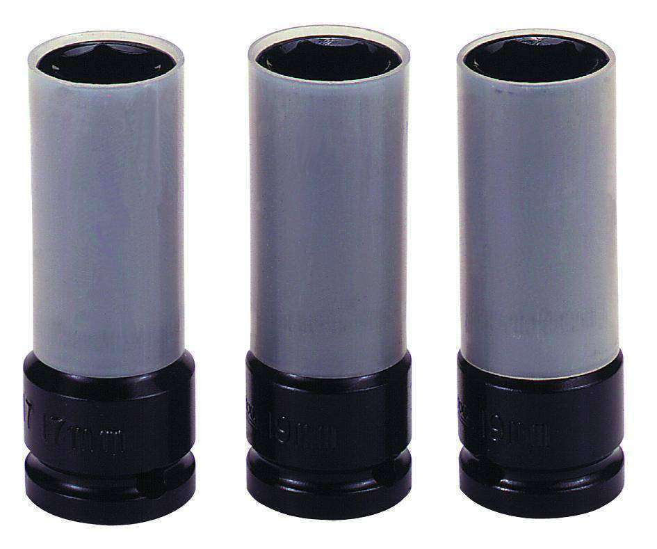 Teng Tools 1/2 Inch Drive 17, 19 & 21mm 6 Point Deep Metric Wheel Nut Impact Sockets - 9203N