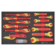 Teng Tools 17 Piece 1000 Volt Insulated Open Ended Wrench (8mm to 19mm) & Slotted, PH, PZ Screwdriver EVA Foam Tool Tray - TEFXV17