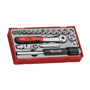 Teng Tools 19 Piece 3/8 Inch Drive Metric 6 Point Regular/Shallow Socket Set 8 to 22mm - TT3819