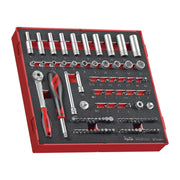 Teng Tools 89 Piece 1/4 Inch Drive 6 Point Metric Regular/Shallow & Bit Foam Socket Set - TED1489