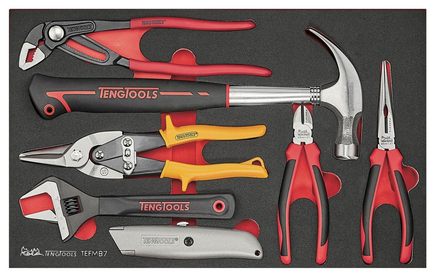 Teng Tools 118 Piece Screwdriver, Plier, Hammer, Socketry & Wrench Service Case Foam Organization Tool Kit - SCE1