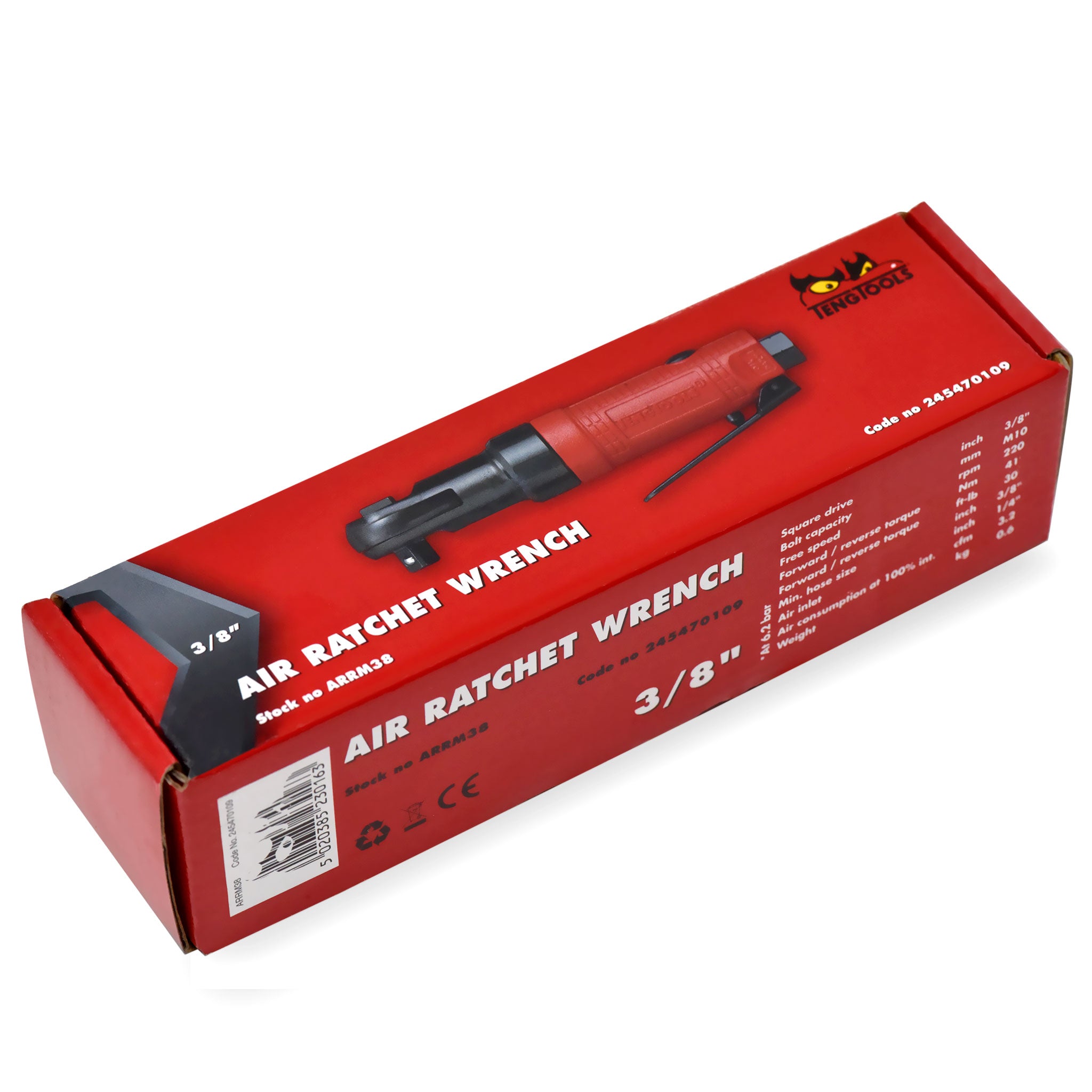 Teng Tools 3/8 Inch Square Drive High Torque Forward & Reverse Air Ratchet Wrench - ARRM38