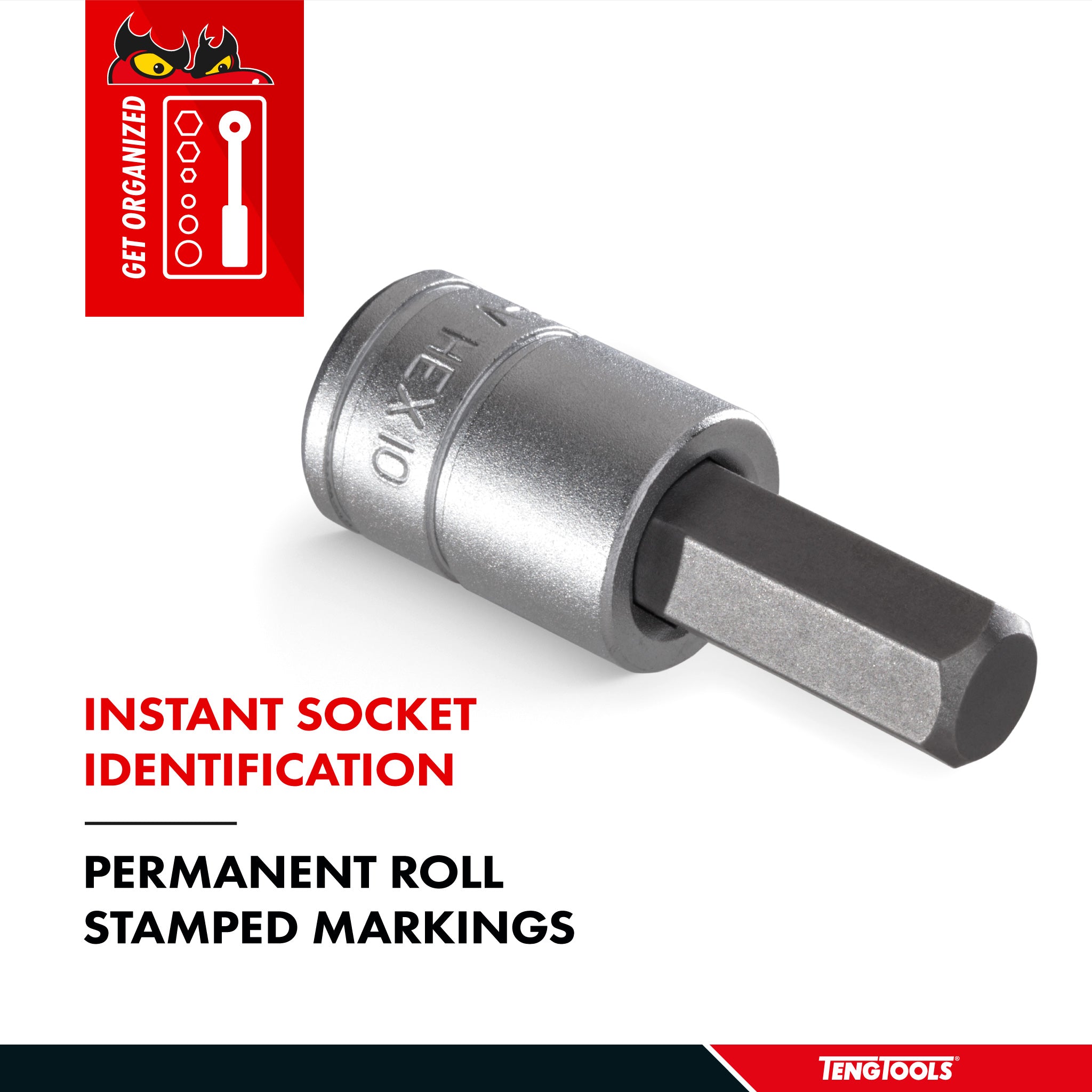 Teng Tools 1/2 Inch Drive Metric Hex Chrome Vanadium Sockets - 10mm