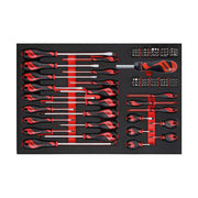 Teng Tools 122 Piece Flat, PH, PZ & Hex Type Screwdriver Set In Precision EVA Foam Tray - TTEMD122N