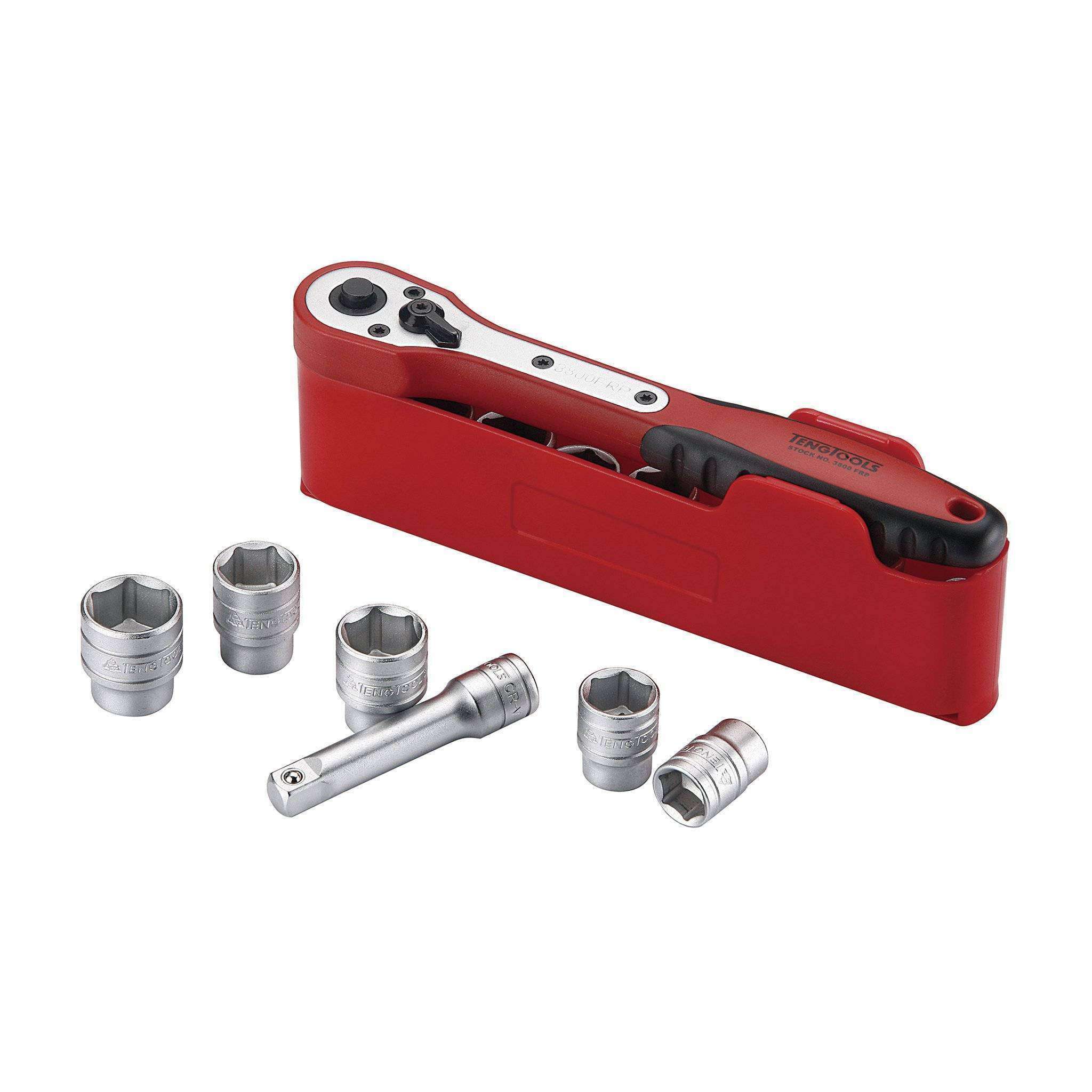 Teng Tools 12 Piece 3/8 Inch Drive Regular/Shallow Metric Socket Set (8mm - 19mm) - M3812N1