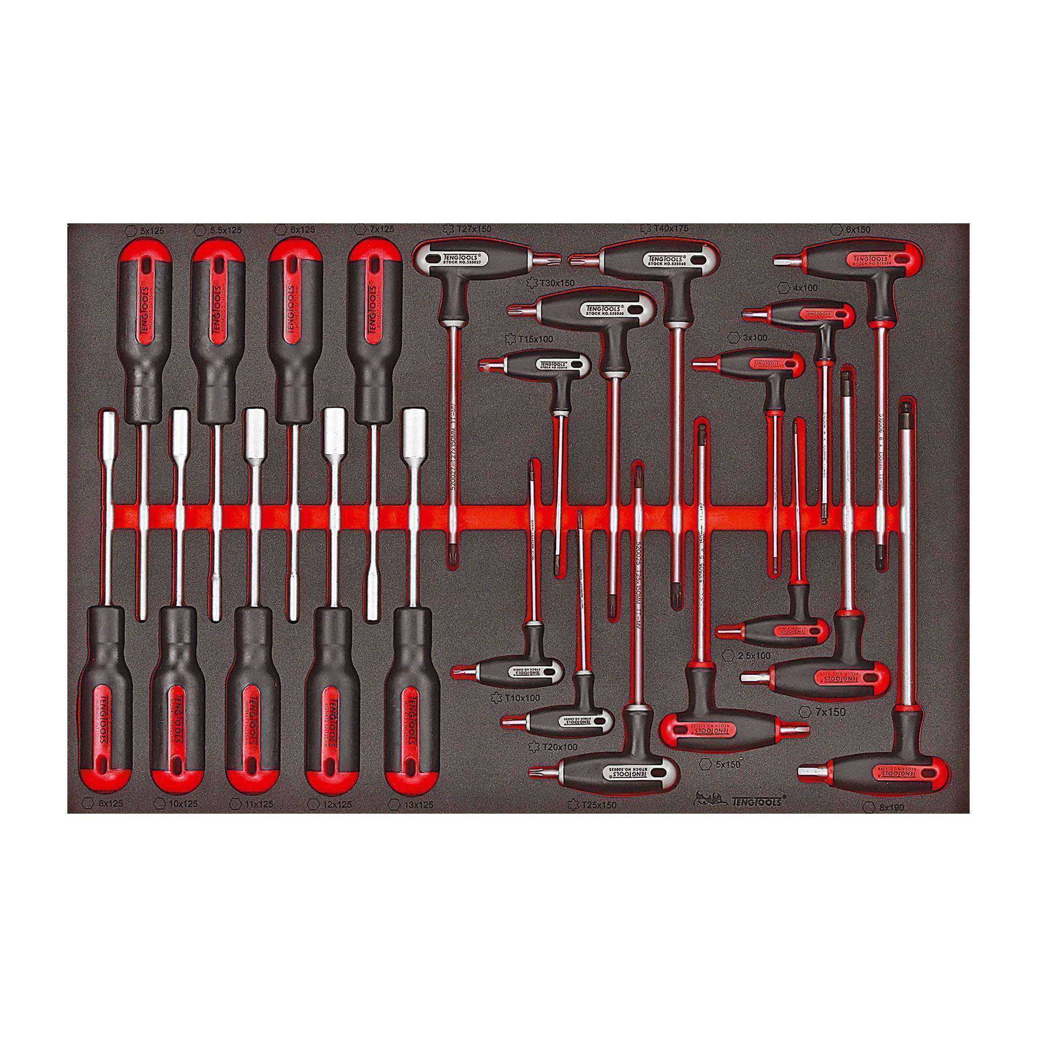 Teng Tools 23 Piece Metric Nut Driver And T Handle Hex And (TX/TPX) Wrench Key EVA Foam Set - TTEX23
