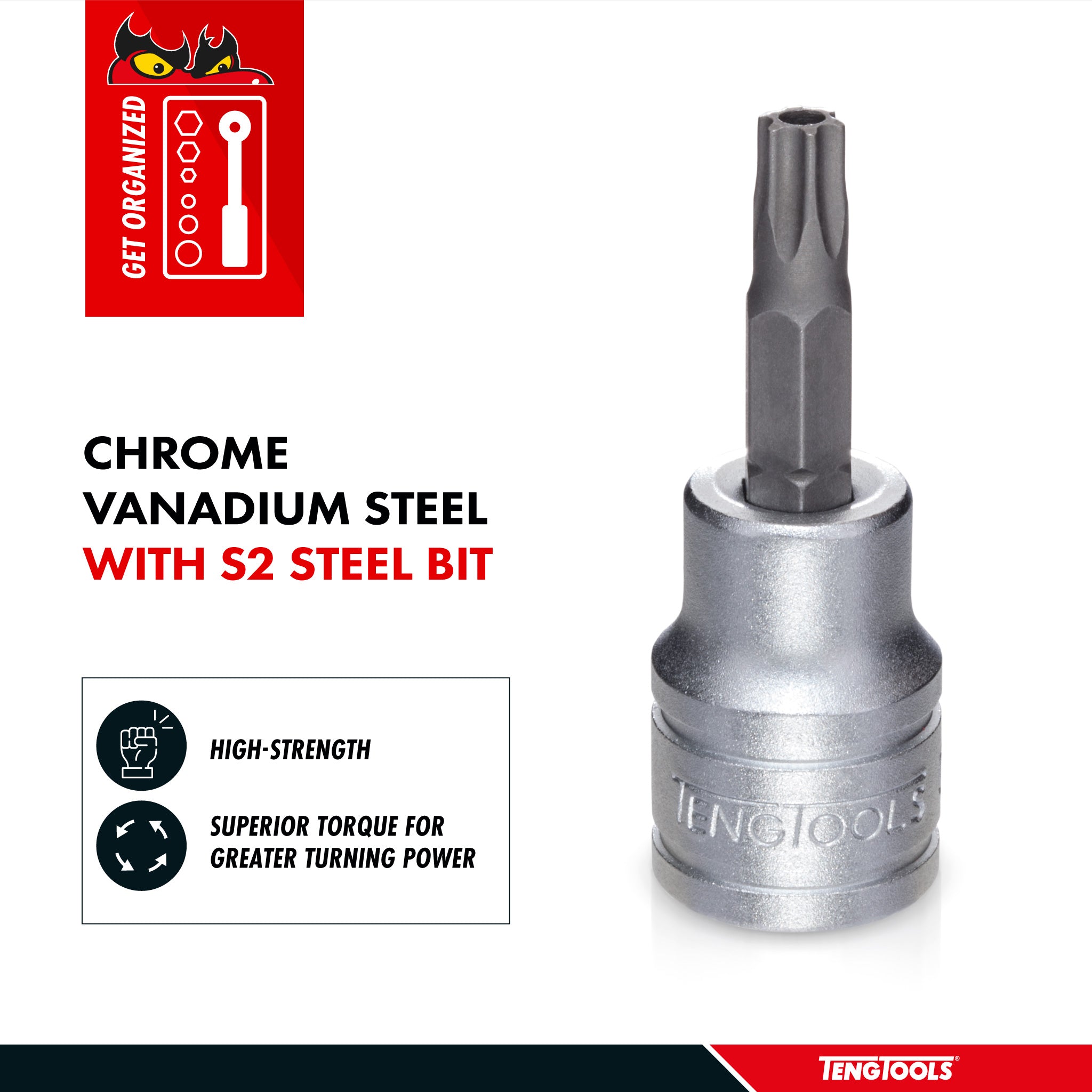 Teng Tools 3/8 Inch Drive Tamper Proof Torx TPX Chrome Vanadium Sockets - TPX10