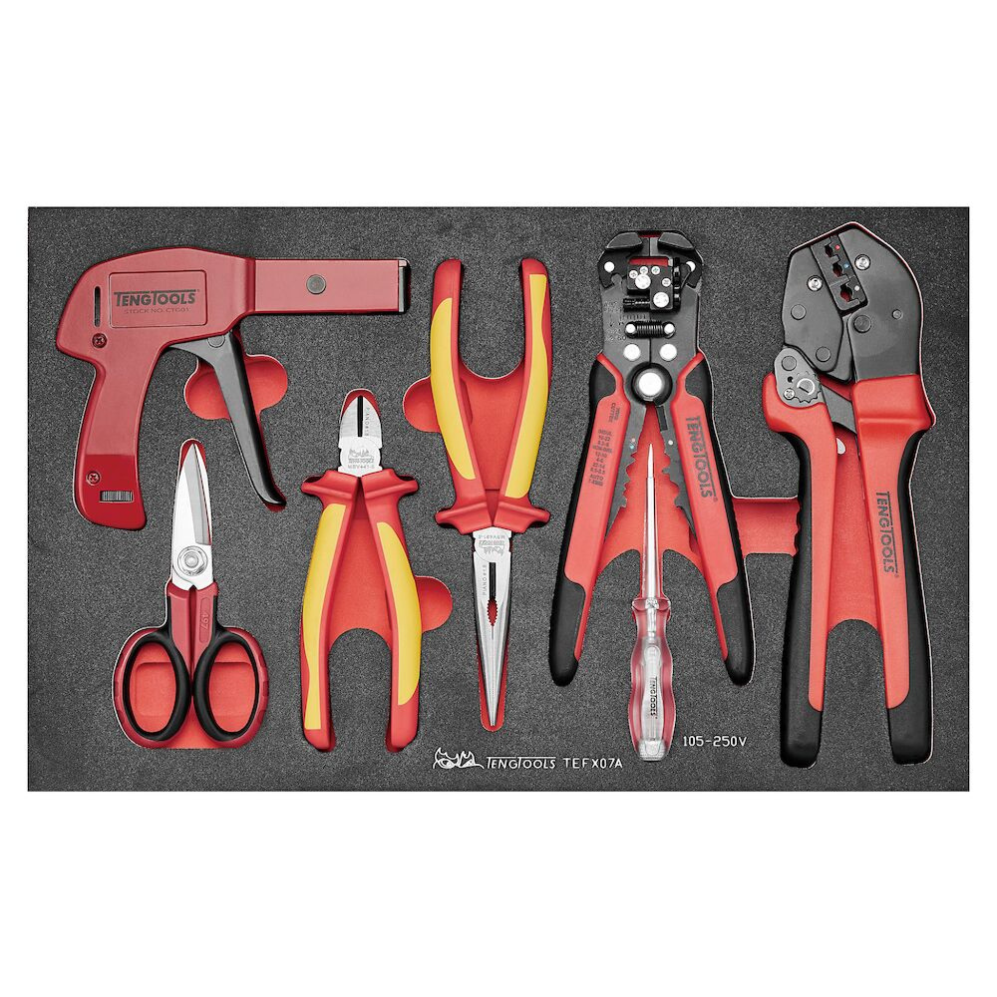 Teng Tools 52 Piece 1000 Volt Insulated Torque Screwdriver, Open Ended Wrench & Electrician Portable EVA Foam Tool Kit - SCE5