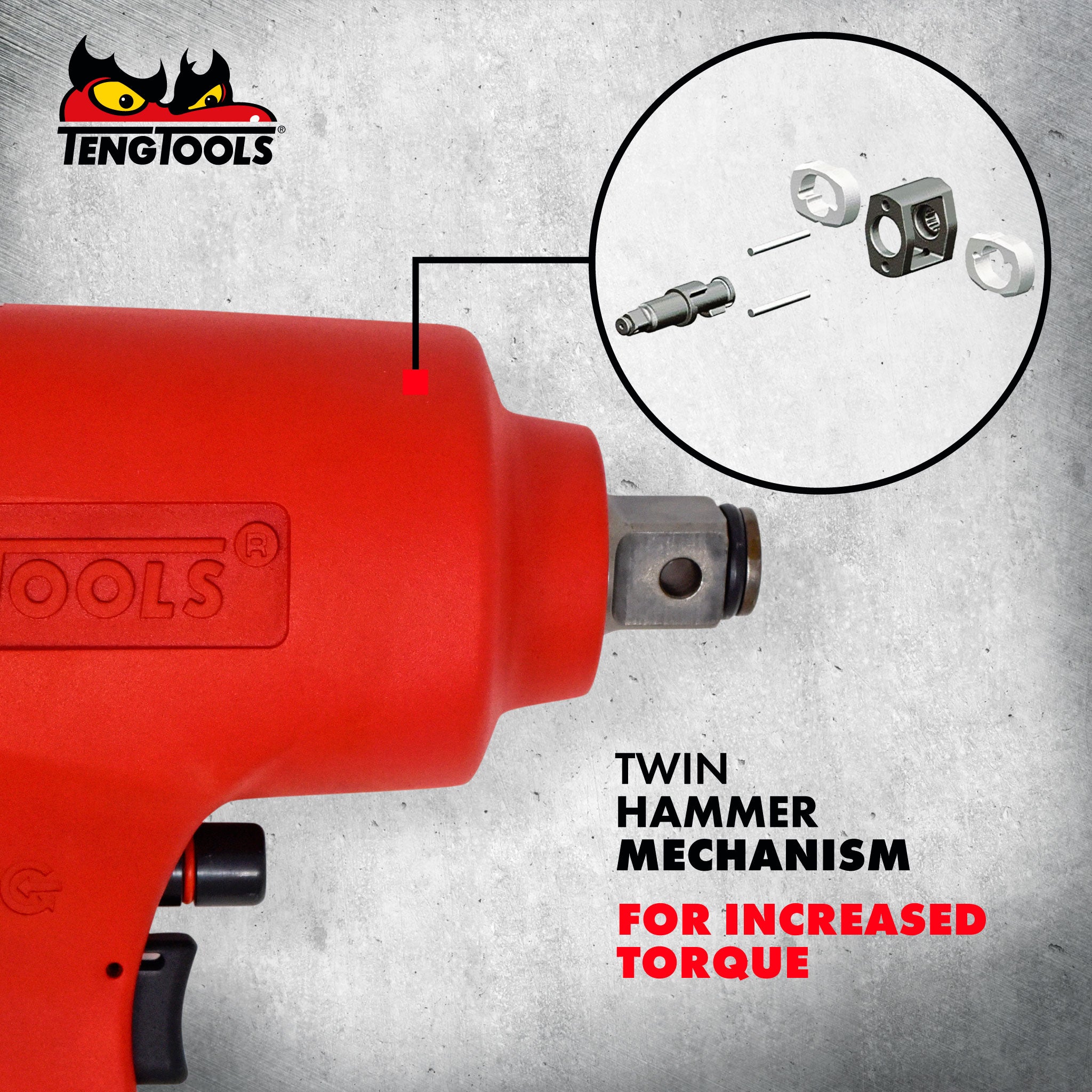 Teng Tools 3/4 Inch Square Drive Reversible High Torque Aluminum Air Impact Wrench Gun - ARWM34