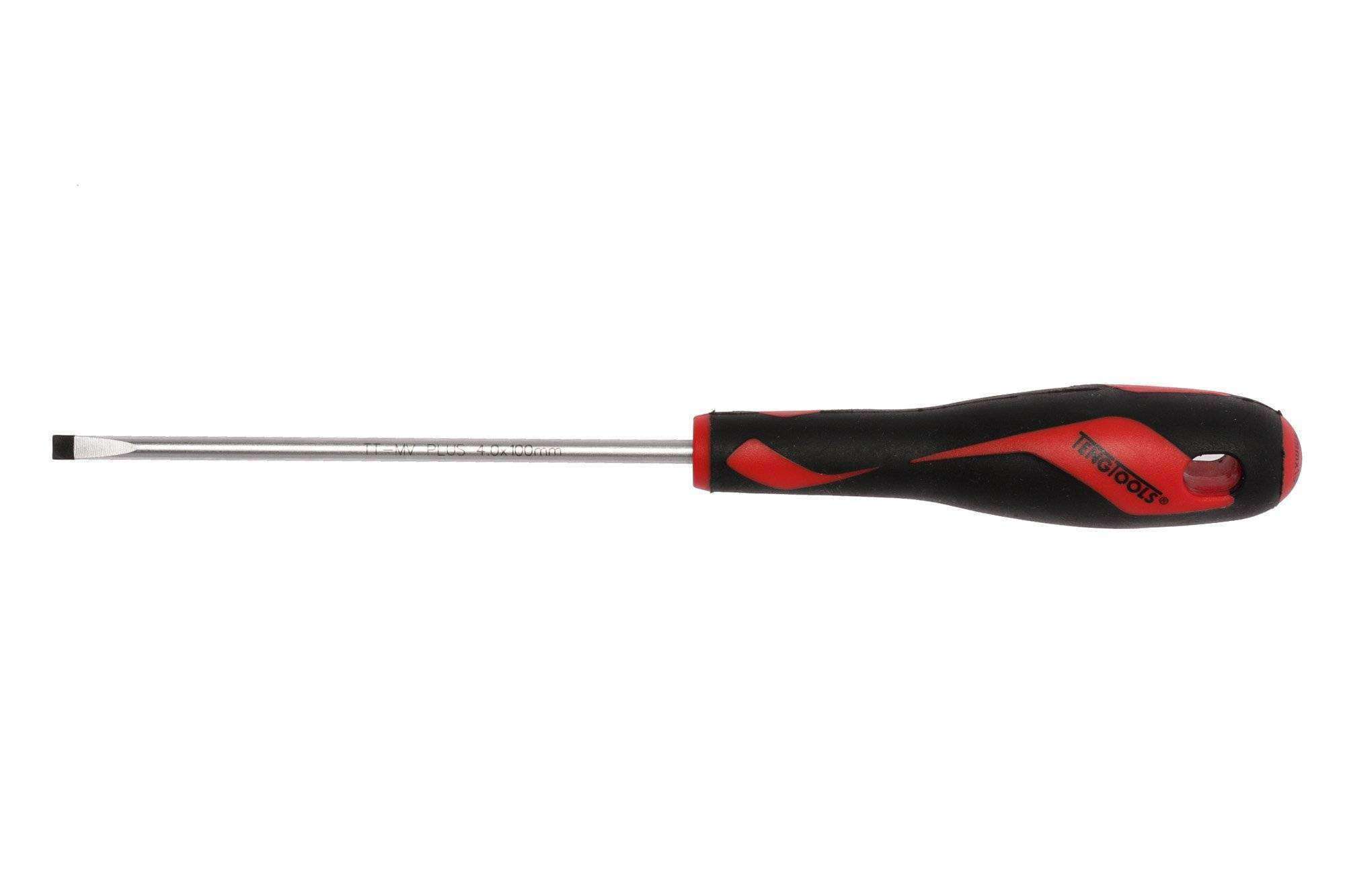 Teng Tools 4mm / 5/32 Inch X 100mm / 3.9 Inch Long Flat Type Slotted Head Screwdriver - MD917N