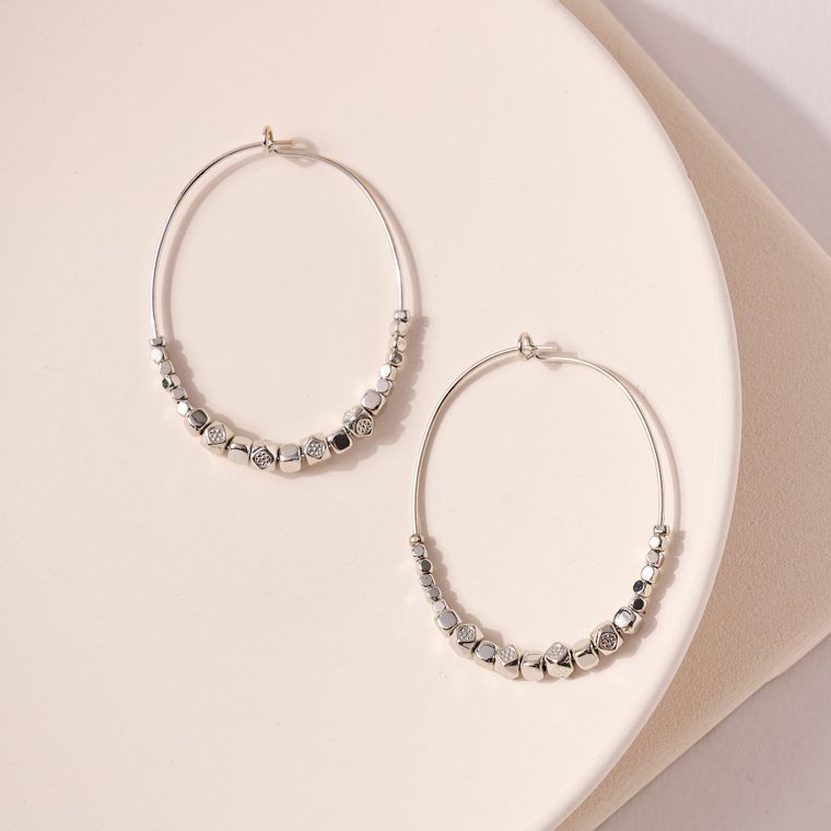 Silver Beaded Earrings