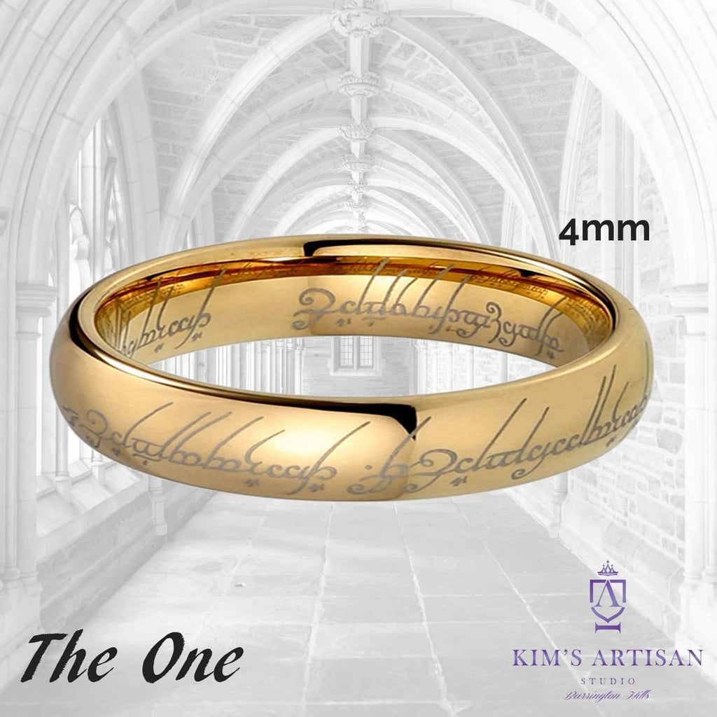 The One Ring 8mm Yellow Gold & Tungsten Lord of the Rings