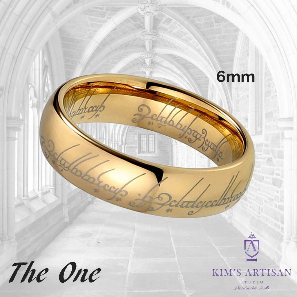 The One Ring 8mm Yellow Gold & Tungsten Lord of the Rings