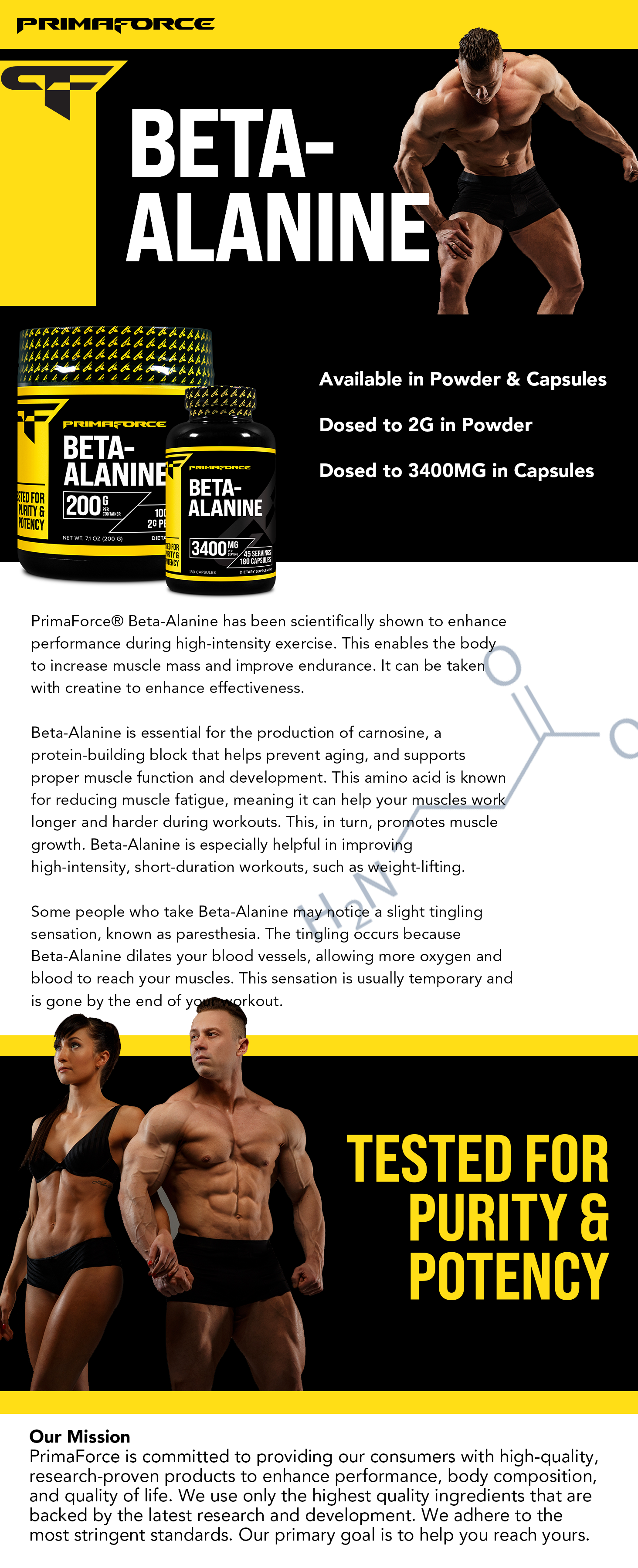 PrimaForce Beta-Alanine - enhances muscle mass, reduces fatigue