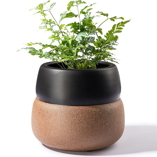 JOFAMY Ceramic Plant Pots 7.1/5.9/4.7 Inch Brushed Gold Finish Planter Pots  with Drainage, Silicone Plugs & Mesh Pads Flower Pots for Indoor Plants  Ideal for Birthday, Wedding