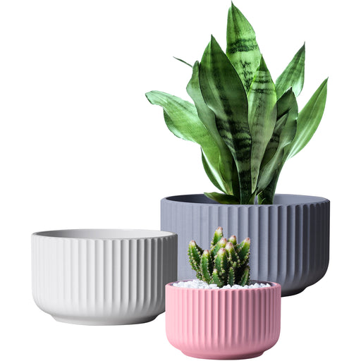 4 Pcs Retro Flower Pot Outdoor,13.7 Plastic Plant Pots, JOFAMY