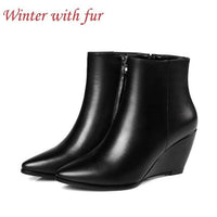 leather wedge ankle boots