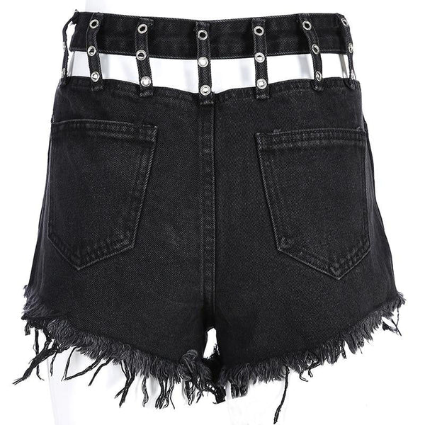 Black High Waist Denim Jean Shorts For Women