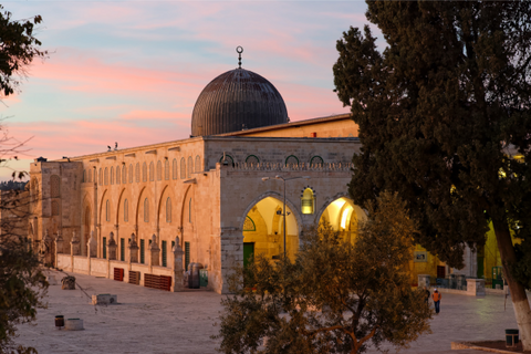 Beautiful night-time view of al-Aqsa Mosque in Old Jerusalem