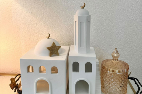 RASM Pearls of North Africa Mosque & Minaret with Gold Accent Crescent Moons