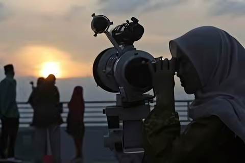 Muslims using a powerful telescope to site the new crescent moon