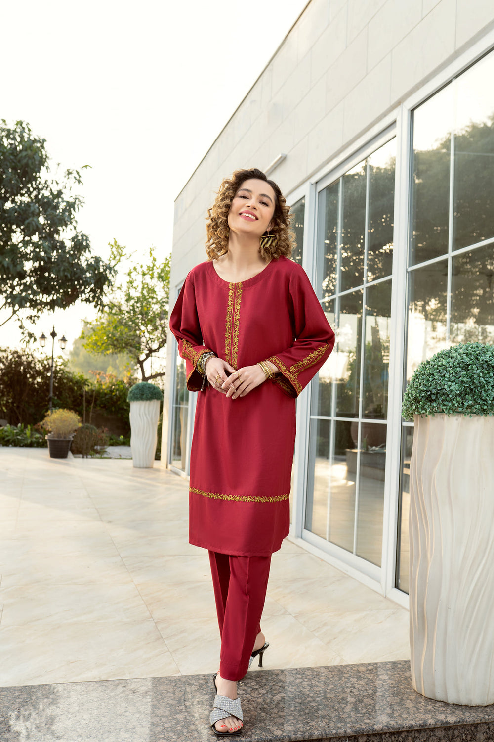 Kaftan Maroon – Panache Apparel