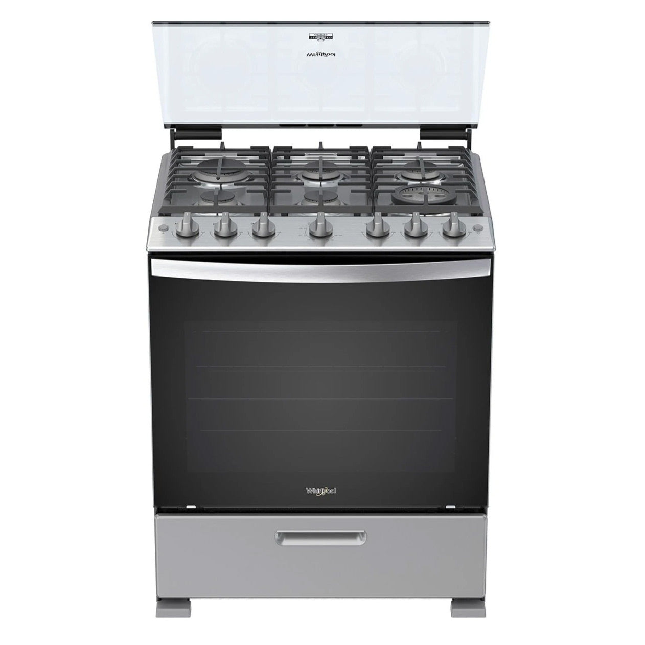 Estufa A Gas Whirlpool Xpert Flamma Lwfr5000d | 30" | Convencional | 6 Quemadores | Color Gris