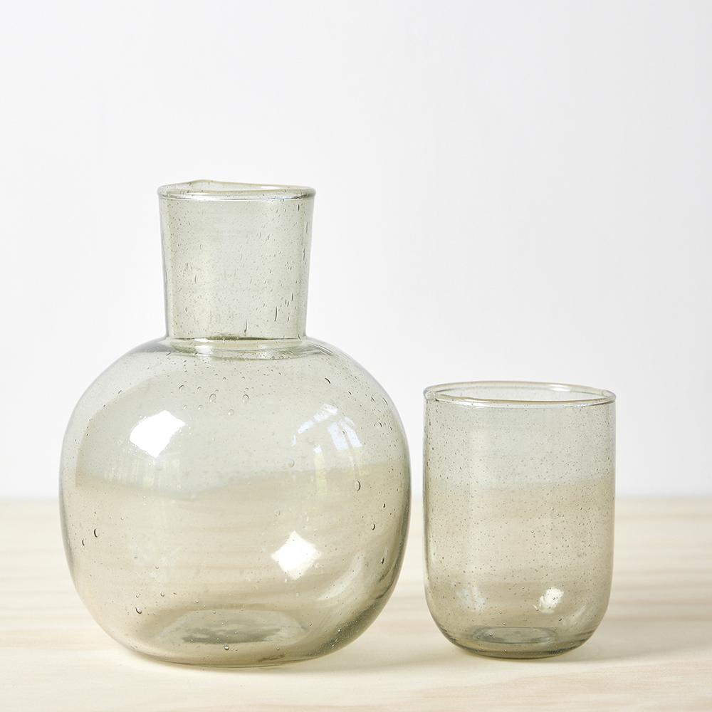 carafe with seeded deep grey glass