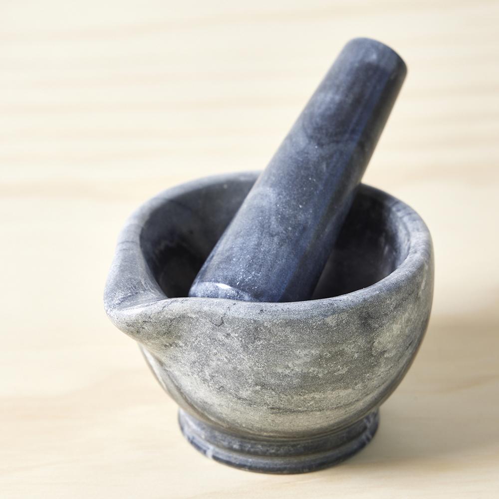 Grey marble mortar and pestle