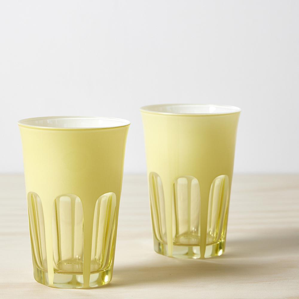 Set of 2 Rialto glass tumblers in Creme